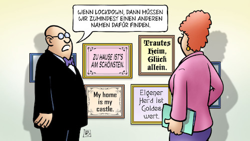 Cartoon: Lockdown-Namen (medium) by Harm Bengen tagged lockdown,namen,zu,hause,corona,ausgangsbeschraenkungen,kontaktbeschraenkungen,schilder,harm,bengen,cartoon,karikatur,lockdown,namen,zu,hause,corona,ausgangsbeschraenkungen,kontaktbeschraenkungen,schilder,harm,bengen,cartoon,karikatur