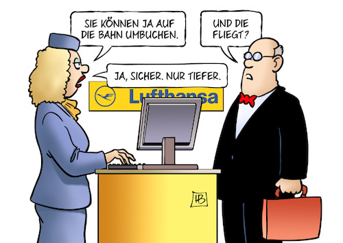 Cartoon: Lufthansa und Bahn (medium) by Harm Bengen tagged lufthansa,streik,ufo,tarifverhandlungen,bahn,umbuchen,fliegen,harm,bengen,cartoon,karikatur,lufthansa,streik,ufo,tarifverhandlungen,bahn,umbuchen,fliegen,harm,bengen,cartoon,karikatur