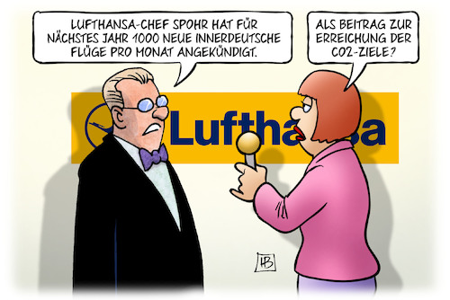 Cartoon: Lufthansa und CO2 (medium) by Harm Bengen tagged lufthansa,chef,spohr,innerdeutsche,fluege,ankündigung,beitrag,erreichung,co2,ziele,interview,harm,bengen,cartoon,karikatur,lufthansa,chef,spohr,innerdeutsche,fluege,ankündigung,beitrag,erreichung,co2,ziele,interview,harm,bengen,cartoon,karikatur