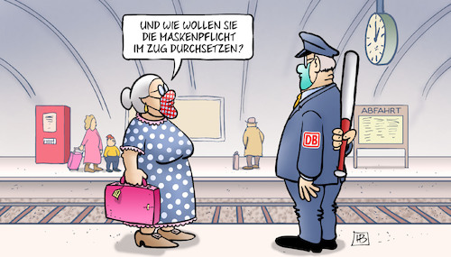 Cartoon: Maskenpflicht im Zug (medium) by Harm Bengen tagged maskenpflicht,zug,bussgeld,maske,schaffner,bahn,basballschlaeger,corona,ansteckungsschutz,hygiene,strafe,nahverkehr,susemil,masken,harm,bengen,cartoon,karikatur,maskenpflicht,zug,bussgeld,maske,schaffner,bahn,basballschlaeger,corona,ansteckungsschutz,hygiene,strafe,nahverkehr,susemil,masken,harm,bengen,cartoon,karikatur