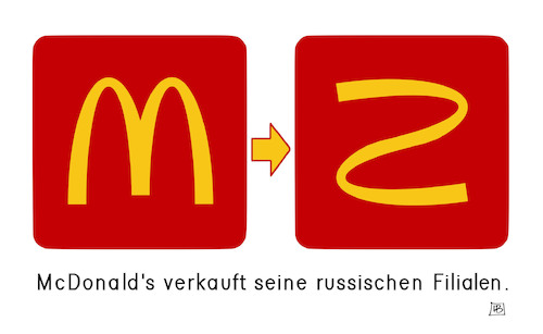 Cartoon: McDonalds Russland (medium) by Harm Bengen tagged mcdonalds,verkauft,russische,filialen,russland,ukraine,krieg,harm,bengen,cartoon,karikatur,mcdonalds,verkauft,russische,filialen,russland,ukraine,krieg,harm,bengen,cartoon,karikatur