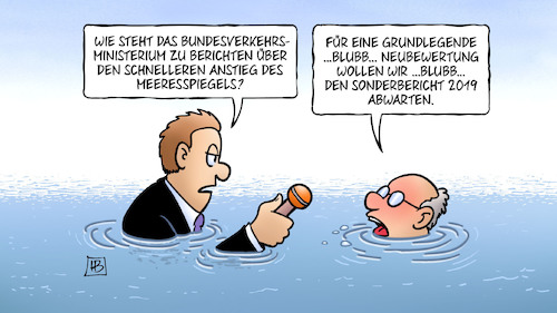 Cartoon: Meeresspiegel (medium) by Harm Bengen tagged bundesverkehrsministerium,schnellerer,anstieg,meeresspiegel,klimaerwärmung,neubewertung,sonderbericht,interview,harm,bengen,cartoon,karikatur,bundesverkehrsministerium,schnellerer,anstieg,meeresspiegel,klimaerwärmung,neubewertung,sonderbericht,interview,harm,bengen,cartoon,karikatur