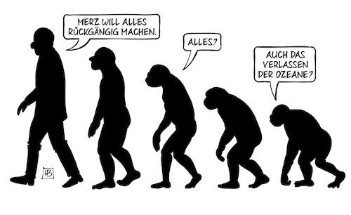 Cartoon: Merz macht rückgängig (medium) by Harm Bengen tagged merz,rückgängig,cdu,evolution,verlassen,ozeane,harm,bengen,cartoon,karikatur,merz,rückgängig,cdu,evolution,verlassen,ozeane,harm,bengen,cartoon,karikatur