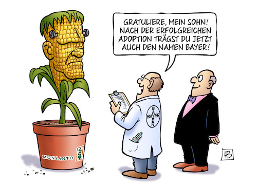 Cartoon: Monsanto-Name (medium) by Harm Bengen tagged monsanto,namen,sohn,adoption,bayer,fusion,übernahme,glyphosat,frankenstein,monster,harm,bengen,cartoon,karikatur,monsanto,namen,sohn,adoption,bayer,fusion,übernahme,glyphosat,frankenstein,monster,harm,bengen,cartoon,karikatur