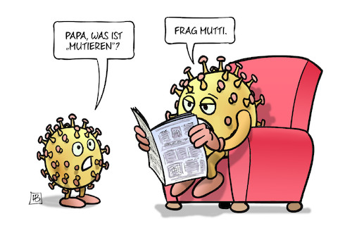 Cartoon: Mutieren (medium) by Harm Bengen tagged papa,mutieren,mutti,mutter,vater,kind,corona,coronavirus,ansteckung,pandemie,epidemie,krankheit,schaden,harm,bengen,cartoon,karikatur,papa,mutieren,mutti,mutter,vater,kind,corona,coronavirus,ansteckung,pandemie,epidemie,krankheit,schaden,harm,bengen,cartoon,karikatur