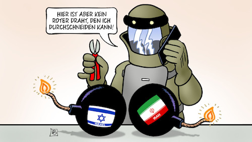 Cartoon: Nahost-Deeskalation (medium) by Harm Bengen tagged bomben,roter,draht,durchschneiden,bombenentschärfer,nahost,krieg,deeskalation,iran,israel,gaza,harm,bengen,cartoon,karikatur,bomben,roter,draht,durchschneiden,bombenentschärfer,nahost,krieg,deeskalation,iran,israel,gaza,harm,bengen,cartoon,karikatur