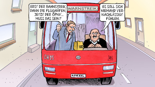 Cartoon: Nahverkehrsstreik (medium) by Harm Bengen tagged warnstreik,nahverkehrsstreik,verdi,bahnstreik,flughäfen,öpnv,busfahrer,harm,bengen,cartoon,karikatur,warnstreik,nahverkehrsstreik,verdi,bahnstreik,flughäfen,öpnv,busfahrer,harm,bengen,cartoon,karikatur