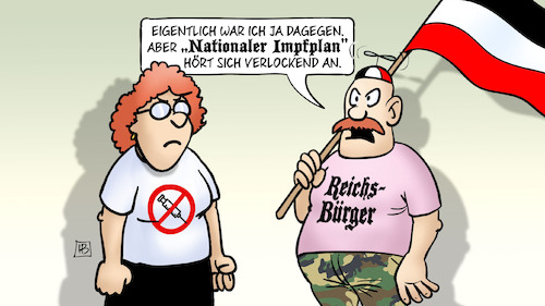 Cartoon: Nationaler Impfplan (medium) by Harm Bengen tagged nationaler,impfplan,verlockend,reichsbürger,impfgegnerin,corona,impfstoff,verschwörungstheorien,harm,bengen,cartoon,karikatur,nationaler,impfplan,verlockend,reichsbürger,impfgegnerin,corona,impfstoff,verschwörungstheorien,harm,bengen,cartoon,karikatur