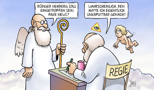 Cartoon: Nehberg (medium) by Harm Bengen tagged rüdiger,nehberg,survival,sir,vival,überlebenskünstler,fake,news,unkaputtbar,gott,himmel,petrus,harm,bengen,cartoon,karikatur,rüdiger,nehberg,survival,sir,vival,überlebenskünstler,fake,news,unkaputtbar,gott,himmel,petrus,harm,bengen,cartoon,karikatur