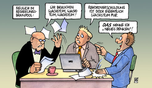 Cartoon: Neues Denken (medium) by Harm Bengen tagged neues,denken,bundesregierung,wachstum,rekordverschuldung,cdu,csu,fdp,merkel,schäuble,haushalt,haushaltsdebatte,denken,bundesregierung,wachstum,rekordverschuldung,cdu,csu,fdp,angela merkel,wolfgang schäuble,haushalt,haushaltsdebatte,angela,merkel,wolfgang,schäuble