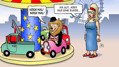 Cartoon: Noch eine Runde (medium) by Harm Bengen tagged noch,mal,runde,karussell,kirmes,jahrmarkt,may,verschiebung,brexit,europa,löwe,gb,uk,gipfel,harm,bengen,cartoon,karikatur,noch,mal,runde,karussell,kirmes,jahrmarkt,may,verschiebung,brexit,europa,löwe,gb,uk,gipfel,harm,bengen,cartoon,karikatur