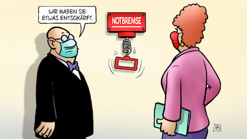 Cartoon: Notbremse entschärft (medium) by Harm Bengen tagged notbremse,entschärft,corona,bundesnotbremse,infektionsschutzgesetz,spirale,feder,harm,bengen,cartoon,karikatur,notbremse,entschärft,corona,bundesnotbremse,infektionsschutzgesetz,spirale,feder,harm,bengen,cartoon,karikatur