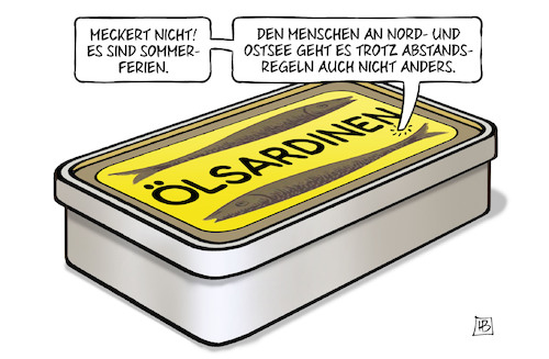 Cartoon: Ölsardinen (medium) by Harm Bengen tagged ölsardinen,fischdose,eng,meckern,nordsee,ostsee,abstandsregeln,gütersloh,corona,strand,sommerferien,nrw,riskio,urlaub,toennies,harm,bengen,cartoon,karikatur,ölsardinen,fischdose,eng,meckern,nordsee,ostsee,abstandsregeln,gütersloh,corona,strand,sommerferien,nrw,riskio,urlaub,toennies,harm,bengen,cartoon,karikatur