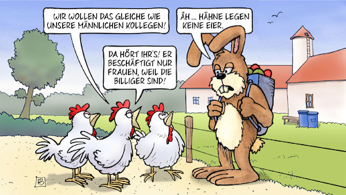 Cartoon: Oster-Ausbeutung (medium) by Harm Bengen tagged ostern,ausbeutung,hähne,hennen,hühner,hase,osterhase,eier,gleichberechtigung,bezahlung,frauen,harm,bengen,cartoon,karikatur,ostern,ausbeutung,hähne,hennen,hühner,hase,osterhase,eier,gleichberechtigung,bezahlung,frauen,harm,bengen,cartoon,karikatur