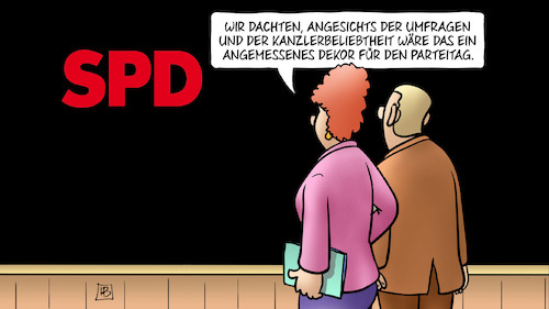 Cartoon: Parteitag in Schwarz (medium) by Harm Bengen tagged parteitag,schwarz,umfragen,kanzlerbeliebtheit,dekor,spd,harm,bengen,cartoon,karikatur,parteitag,schwarz,umfragen,kanzlerbeliebtheit,dekor,spd,harm,bengen,cartoon,karikatur