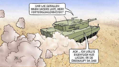 Cartoon: Pistorius besucht Leoparden (medium) by Harm Bengen tagged pistorius,leoparden,verteidigungsminister,ausrüstung,truppenbesuch,krieg,ukraine,russland,harm,bengen,cartoon,karikatur,pistorius,leoparden,verteidigungsminister,ausrüstung,truppenbesuch,krieg,ukraine,russland,harm,bengen,cartoon,karikatur