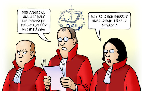 Cartoon: PKW-Maut und EuGH (medium) by Harm Bengen tagged generalanwalt,gutachten,deutsche,pkw,maut,rechtmässig,eugh,richter,harm,bengen,cartoon,karikatur,generalanwalt,gutachten,deutsche,pkw,maut,rechtmässig,eugh,richter,harm,bengen,cartoon,karikatur