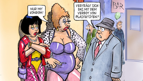 Cartoon: Plastiktütenverbot (medium) by Harm Bengen tagged plastiktütenverbot,kondom,freier,prostitution,umwelt,klimawandel,harm,bengen,cartoon,karikatur,plastiktütenverbot,kondom,freier,prostitution,umwelt,klimawandel,harm,bengen,cartoon,karikatur