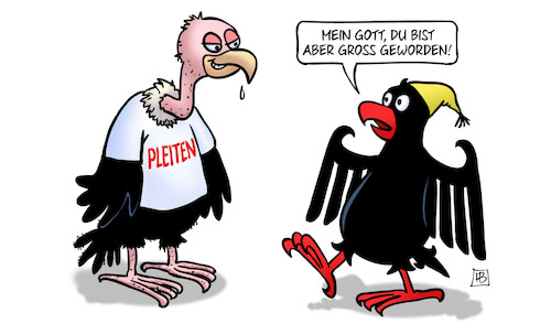 Cartoon: Pleitenanstieg (medium) by Harm Bengen tagged pleitenanstieg,geier,pleitegeier,bundesadler,adler,wirtschaft,krise,insolvenzen,harm,bengen,cartoon,karikatur,pleitenanstieg,geier,pleitegeier,bundesadler,adler,wirtschaft,krise,insolvenzen,harm,bengen,cartoon,karikatur