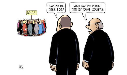 Cartoon: Putin isoliert (medium) by Harm Bengen tagged brics,gipfel,russland,scholz,putin,isoliert,isolation,harm,bengen,cartoon,karikatur,brics,gipfel,russland,scholz,putin,isoliert,isolation,harm,bengen,cartoon,karikatur