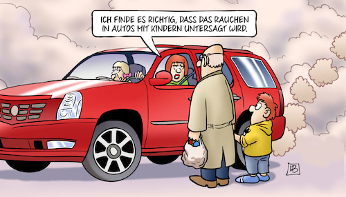 Cartoon: Rauchen und Kinder (medium) by Harm Bengen tagged autos,kindern,rauchen,abgas,smog,co2,suv,klima,kinderschutz,nichtraucher,harm,bengen,cartoon,karikatur,autos,kindern,rauchen,abgas,smog,co2,suv,klima,kinderschutz,nichtraucher,harm,bengen,cartoon,karikatur