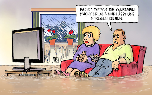 Cartoon: Regensommer 2017 (medium) by Harm Bengen tagged regensommer,2017,kanzlerin,merkel,urlaub,tv,harm,bengen,cartoon,karikatur,regensommer,2017,kanzlerin,merkel,urlaub,tv,harm,bengen,cartoon,karikatur