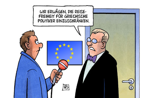 Cartoon: Reisefreiheit (medium) by Harm Bengen tagged reisefreiheit,politiker,einschränken,europa,eu,griechenland,russland,tsipras,besuch,schulden,geld,harm,bengen,cartoon,karikatur,reisefreiheit,politiker,einschränken,europa,eu,griechenland,russland,tsipras,besuch,schulden,geld,harm,bengen,cartoon,karikatur