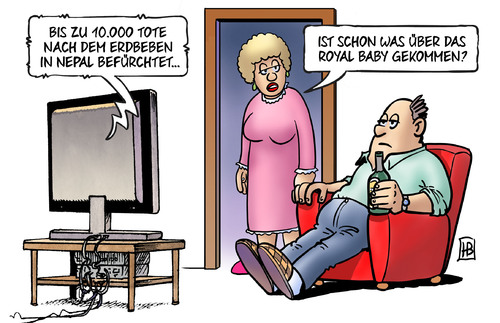 Cartoon: Royal Baby 2.0 (medium) by Harm Bengen tagged tote,opfer,erdbeben,nepal,tv,nachrichten,royal,baby,england,uk,harm,bengen,cartoon,karikatur,tote,opfer,erdbeben,nepal,tv,nachrichten,royal,baby,england,uk,harm,bengen,cartoon,karikatur