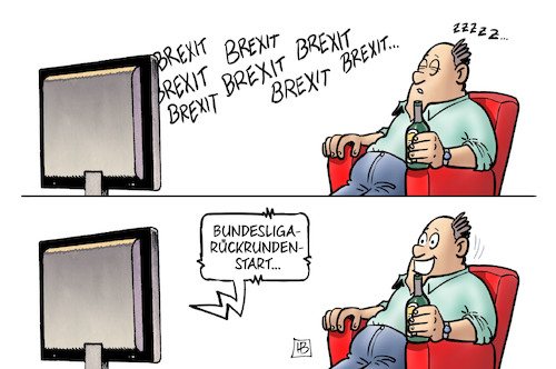 Cartoon: Rückrundenstart (medium) by Harm Bengen tagged bundesligarückrundenstart,fussball,brexit,tv,schlafen,aufwachen,langeweile,harm,bengen,cartoon,karikatur,bundesligarückrundenstart,fussball,brexit,tv,schlafen,aufwachen,langeweile,harm,bengen,cartoon,karikatur