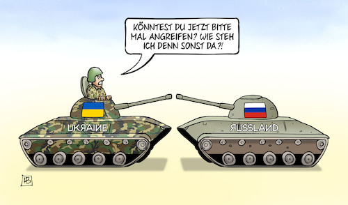 Cartoon: Russland-Angriff (medium) by Harm Bengen tagged erwartung,ungeduld,nato,ukraine,russland,panzer,angriff,harm,bengen,cartoon,karikatur,erwartung,ungeduld,nato,ukraine,russland,panzer,angriff,harm,bengen,cartoon,karikatur