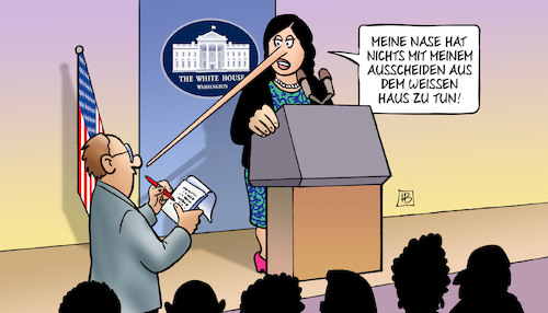 Cartoon: Sanders scheidet aus (medium) by Harm Bengen tagged nase,pinocchio,ausscheiden,weisses,haus,pressesprecherin,trump,white,house,pressekonferenz,huckabee,sanders,harm,bengen,cartoon,karikatur,nase,pinocchio,ausscheiden,weisses,haus,pressesprecherin,trump,white,house,pressekonferenz,huckabee,sanders,harm,bengen,cartoon,karikatur