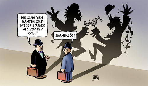 Cartoon: Schattenbanken (medium) by Harm Bengen tagged schattenbanken,krise,banken,geld,kredit,hedgefonds,finanzstabilitaetsrats,finanzsektor,bankenaufsicht,fsb,kontrolle,dunkelziffer,harm,bengen,cartoon,karikatur,schattenbanken,krise,banken,geld,kredit,hedgefonds,finanzstabilitaetsrats,finanzsektor,bankenaufsicht,fsb,kontrolle,dunkelziffer,harm,bengen,cartoon,karikatur