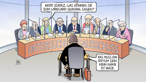 Cartoon: Scholz vor U-Ausschuss (medium) by Harm Bengen tagged scholz,finanzminister,wirecard,skandal,aufsicht,bafin,irrtum,name,hase,untersuchungsausschuss,trennscheiben,harm,bengen,cartoon,karikatur,scholz,finanzminister,wirecard,skandal,aufsicht,bafin,irrtum,name,hase,untersuchungsausschuss,trennscheiben,harm,bengen,cartoon,karikatur