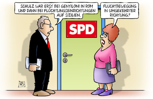 Cartoon: Schulz in Italien (medium) by Harm Bengen tagged schulz,italien,gentiloni,rom,flüchtlingseinrichtungen,sizilien,fluchtbewegung,richtung,wahlkampf,spd,umfragewerte,chancen,harm,bengen,cartoon,karikatur,schulz,italien,gentiloni,rom,flüchtlingseinrichtungen,sizilien,fluchtbewegung,richtung,wahlkampf,spd,umfragewerte,chancen,harm,bengen,cartoon,karikatur