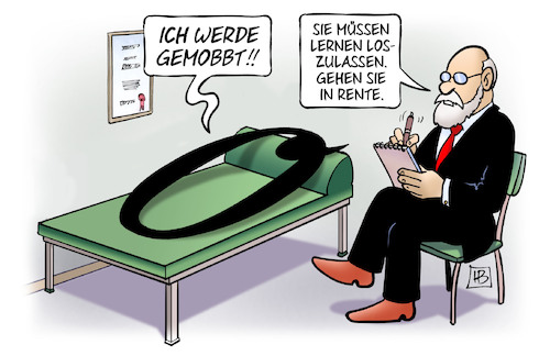 Cartoon: Schwarze Null loslassen (medium) by Harm Bengen tagged schwarze,null,loslassen,mobbing,pyschiater,psychologe,rente,konjunktur,wirtschaftsweise,harm,bengen,cartoon,karikatur,schwarze,null,loslassen,mobbing,pyschiater,psychologe,rente,konjunktur,wirtschaftsweise,harm,bengen,cartoon,karikatur