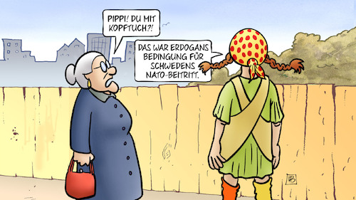 Cartoon: Schweden NATO-Beitritt (medium) by Harm Bengen tagged pippi,langstrumpf,susemil,kopftuch,erdogans,bedingung,schweden,nato,beitritt,ratifizierung,türkei,harm,bengen,cartoon,karikatur,pippi,langstrumpf,susemil,kopftuch,erdogans,bedingung,schweden,nato,beitritt,ratifizierung,türkei,harm,bengen,cartoon,karikatur