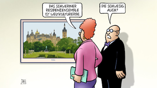 Cartoon: Schweriner Welterbe (medium) by Harm Bengen tagged schweriner,residenzensemble,weltkulturerbe,welterbe,schwesig,monitor,harm,bengen,cartoon,karikatur,schweriner,residenzensemble,weltkulturerbe,welterbe,schwesig,monitor,harm,bengen,cartoon,karikatur