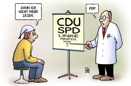 Cartoon: Sehtest (medium) by Harm Bengen tagged sehtest,augenarzt,parteien,wahlen,landtagswahlen,saarlan,nordrhein,westfalen,schleswig,holstein,cdu,spd,linke,piratenpartei,gruene,fdp,sehtest,augenarzt,parteien,landtagswahlen,saarland,nordrhein westfalen,cdu,spd,linke,piratenpartei,nordrhein,westfalen