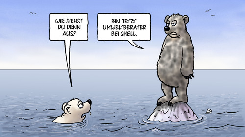 Cartoon: Shell-Bär (medium) by Harm Bengen tagged umweltberater,shell,oel,bohren,arktis,eisbär,umwelt,usa,genehmigung,harm,bengen,cartoon,karikatur,umweltberater,shell,oel,bohren,arktis,eisbär,umwelt,usa,genehmigung,harm,bengen,cartoon,karikatur