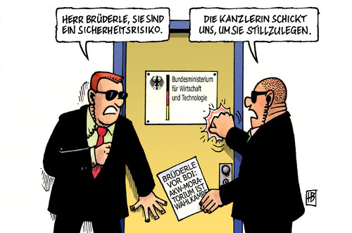 Cartoon: Sicherheitsrisiko Brüderle (medium) by Harm Bengen tagged sicherheitsrisiko,brüderle,wirtschaftsminister,regierung,koalition,cdu,csu,fdp,merkel,kanzlerin,risiko,restrisiko,akw,atom,atomkraft,kernkraft,moratorium,stilllegen,ausstieg,sicherheit,wahlen,wahlkampf,baden,württemberg,rheinland,pfalz,sicherheitsrisiko,brüderle,wirtschaftsminister,koalition,regierung,cdu,csu,fdp,merkel,kanzlerin,restrisiko,akw,atom,atomkraft,kernkraft,moratorium