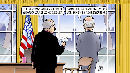 Cartoon: Siedler-Sanktionen (medium) by Harm Bengen tagged westjordanland,besatzung,israelische,siedler,palästina,krieg,gaza,sanktionen,usa,israel,biden,oval,office,harm,bengen,cartoon,karikatur,westjordanland,besatzung,israelische,siedler,palästina,krieg,gaza,sanktionen,usa,israel,biden,oval,office,harm,bengen,cartoon,karikatur