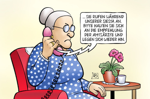 Cartoon: Siesta (medium) by Harm Bengen tagged siesta,schlaf,mittagspause,empfehlung,amtsärzte,sommer,hitze,susemil,telefon,harm,bengen,cartoon,karikatur,siesta,schlaf,mittagspause,empfehlung,amtsärzte,sommer,hitze,susemil,telefon,harm,bengen,cartoon,karikatur