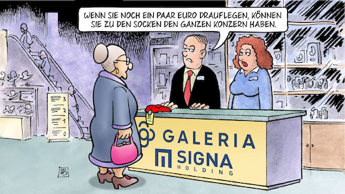 Cartoon: Signa-Holding-Insolvenz (medium) by Harm Bengen tagged galeria,insolvenz,kaufhof,karstadt,kaufhaus,socken,filiale,pleite,benko,signa,holding,susemil,harm,bengen,cartoon,karikatur,galeria,insolvenz,kaufhof,karstadt,kaufhaus,socken,filiale,pleite,benko,signa,holding,susemil,harm,bengen,cartoon,karikatur