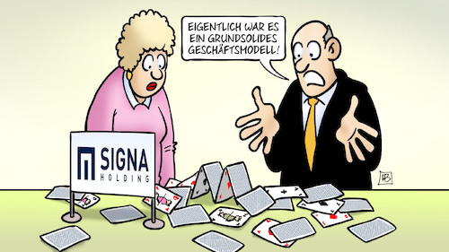 Cartoon: Signa-Kartenhaus (medium) by Harm Bengen tagged kartenhaus,grundsolides,geschäftsmodell,galeria,insolvenz,kaufhof,karstadt,kaufhaus,pleite,benko,signa,holding,harm,bengen,cartoon,karikatur,kartenhaus,grundsolides,geschäftsmodell,galeria,insolvenz,kaufhof,karstadt,kaufhaus,pleite,benko,signa,holding,harm,bengen,cartoon,karikatur