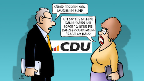 Cartoon: Söders Neuwahl-Idee (medium) by Harm Bengen tagged söder,neuwahlen,bundestagswahlen,cdu,csu,kanzlerkandidatenfrage,harm,bengen,cartoon,karikatur,söder,neuwahlen,bundestagswahlen,cdu,csu,kanzlerkandidatenfrage,harm,bengen,cartoon,karikatur