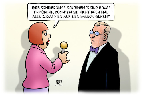 Cartoon: Sondierungs-Statements (medium) by Harm Bengen tagged sondierungs,statements,sondierungen,groko,balkon,interview,harm,bengen,cartoon,karikatur,sondierungs,statements,sondierungen,groko,balkon,interview,harm,bengen,cartoon,karikatur