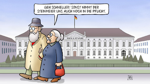 Cartoon: Steinmeier nimmt in die Pflicht (medium) by Harm Bengen tagged steinmeier,pflicht,susemil,regierung,aus,streit,jamaika,cdu,csu,fdp,gruene,koalition,sondierungen,harm,bengen,cartoon,karikatur,steinmeier,pflicht,susemil,regierung,aus,streit,jamaika,cdu,csu,fdp,gruene,koalition,sondierungen,harm,bengen,cartoon,karikatur