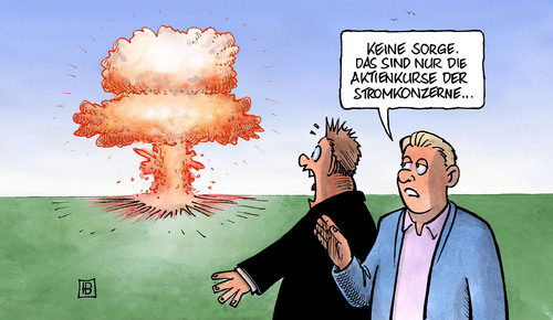 Cartoon: Stromaktien (medium) by Harm Bengen tagged stromaktien,aktien,kurs,aktienkurs,energiekonzerne,wahlergebnis,börse,cdu,fdp,atomausstieg,stromaktien,aktien,aktie,aktienkurs,energiekonzerne,energie,wahlergebnis,wahl,wahlen,fdp,cdu,börse,atomausstieg,atomkraftwerk,atomkraft