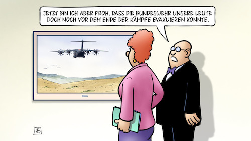 Cartoon: Sudan-Evakuierungen (medium) by Harm Bengen tagged bundeswehr,sudan,evakuierungen,flugzeug,monitor,bürgerkrieg,harm,bengen,cartoon,karikatur,bundeswehr,sudan,evakuierungen,flugzeug,monitor,bürgerkrieg,harm,bengen,cartoon,karikatur