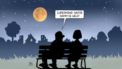 Cartoon: Supermond (medium) by Harm Bengen tagged supermond,geld,nacht,bank,romantik,mond,harm,bengen,cartoon,karikatur,supermond,geld,nacht,bank,romantik,mond,harm,bengen,cartoon,karikatur